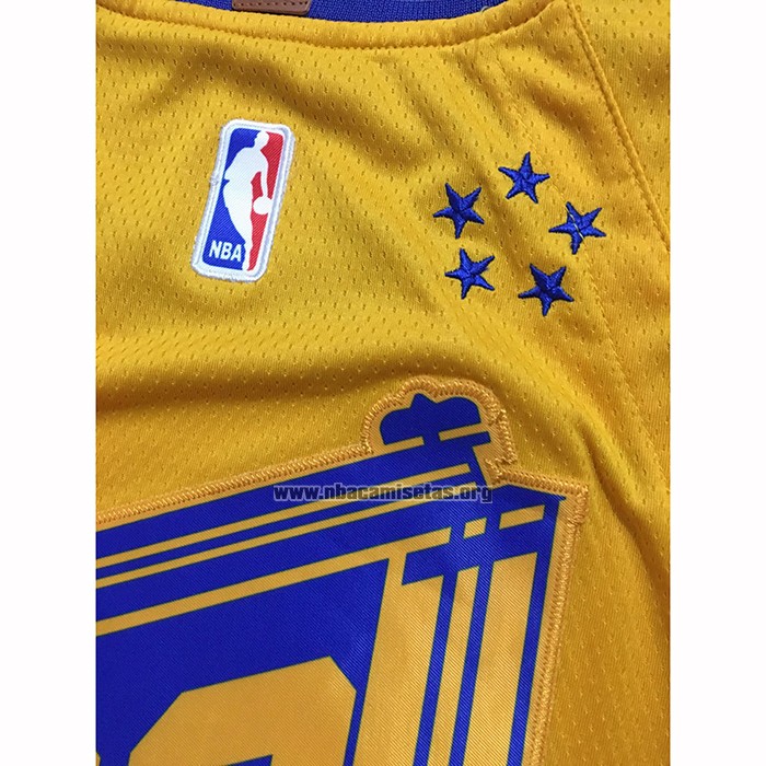 Camiseta Golden State Warriors Stephen Curry NO 30 Hardwood Classics Amarillo